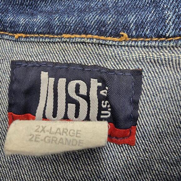 Y2K Just Jeans Denim Jacket Women's 2XL Blue Button Up Long‎ Sleeve Stretch 45-1 - Picture 5 of 10